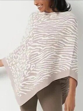 Barefoot Dreams Ocean Breeze Poncho Faded Rose Animal Cozy Chic Ultra Lite NEW